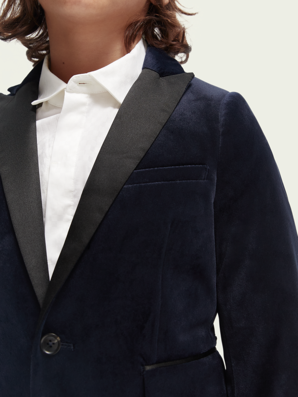 Scotch &amp; Soda Boys Satin Lapel Velvet Blazer - Night