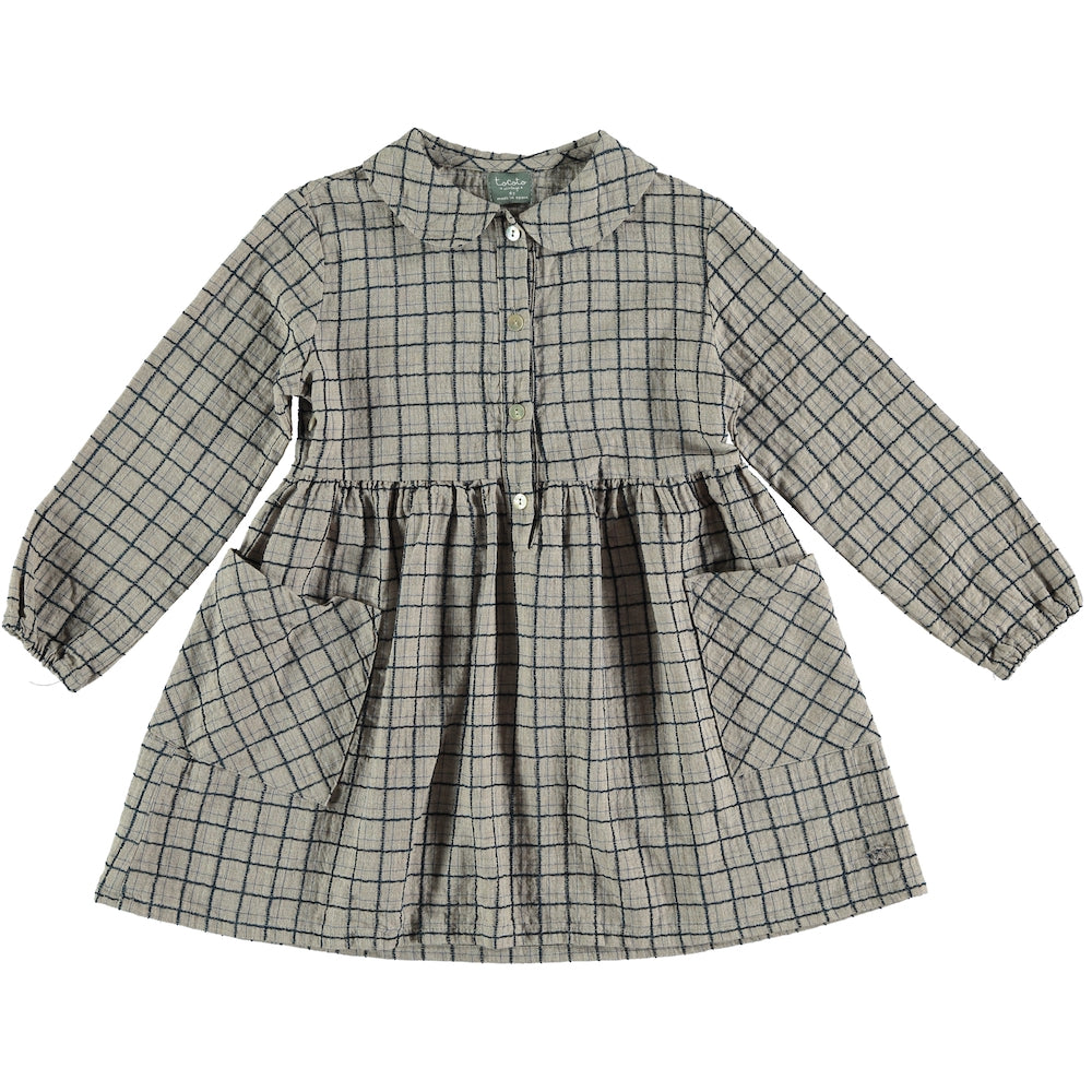 Tocoto Vintage Checkered Dress - Grey