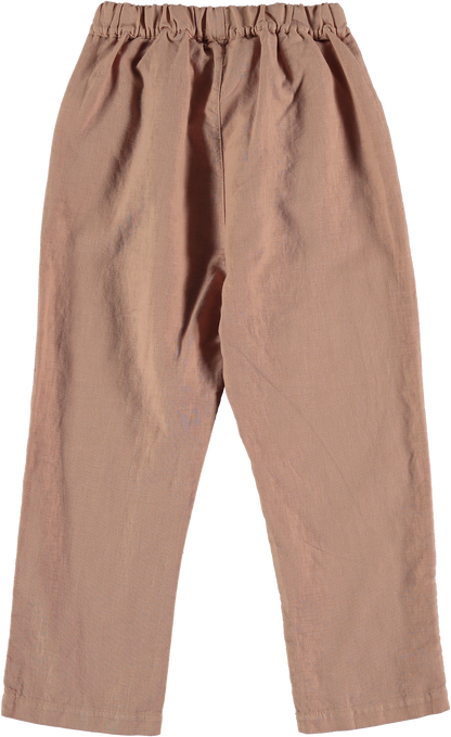 My Little Cozmo Wyatt Linen-Cotton Kids Trousers - Terra Cotta